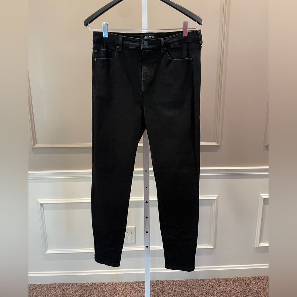 LIVERPOOL Los Angeles High Rise Ankle Black Stretch Denim Skinny Jeans 10 / 30